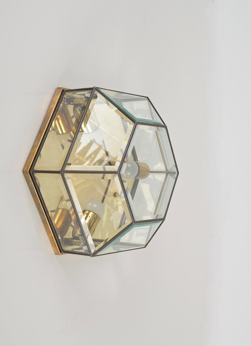 Paire Lampes Vintage Chevaux – Verre Biseauté & Métal Laiton/acier (occasion)