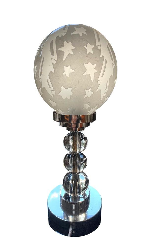 Art Deco Table Lamp with Glass Balls for sale at Pamono