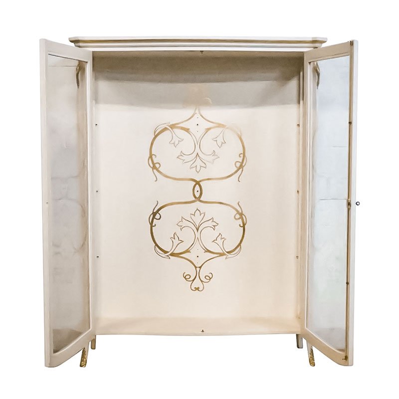 Ivory and Gold Display Cabinet, 1990s for sale at Pamono