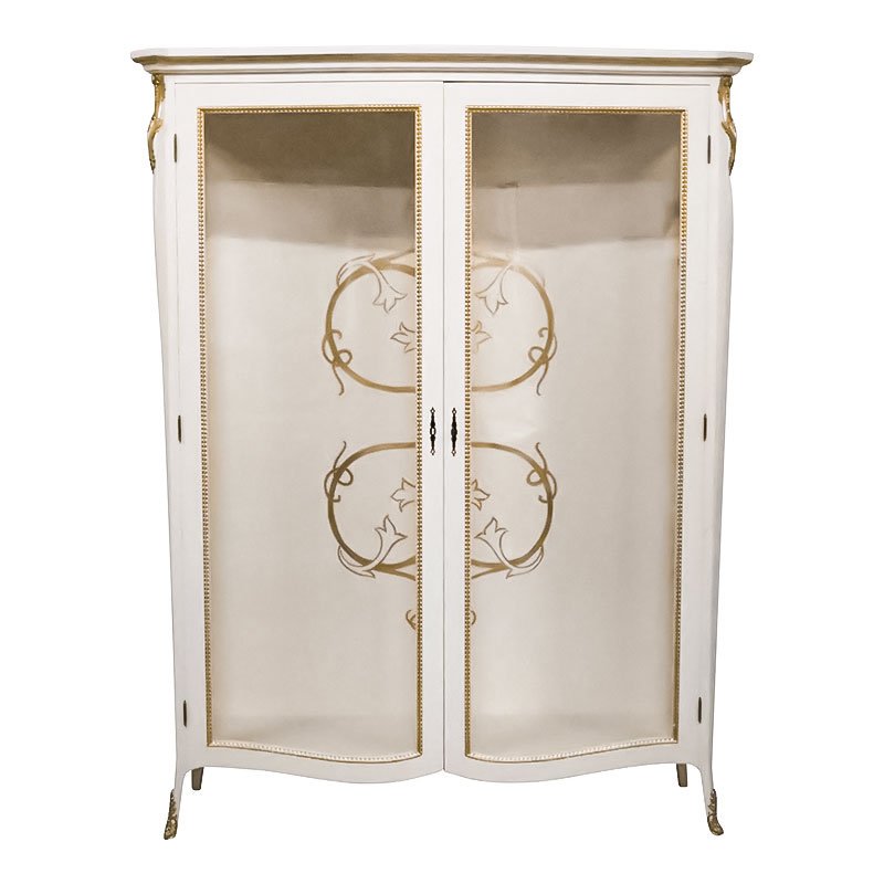 Ivory and Gold Display Cabinet, 1990s for sale at Pamono