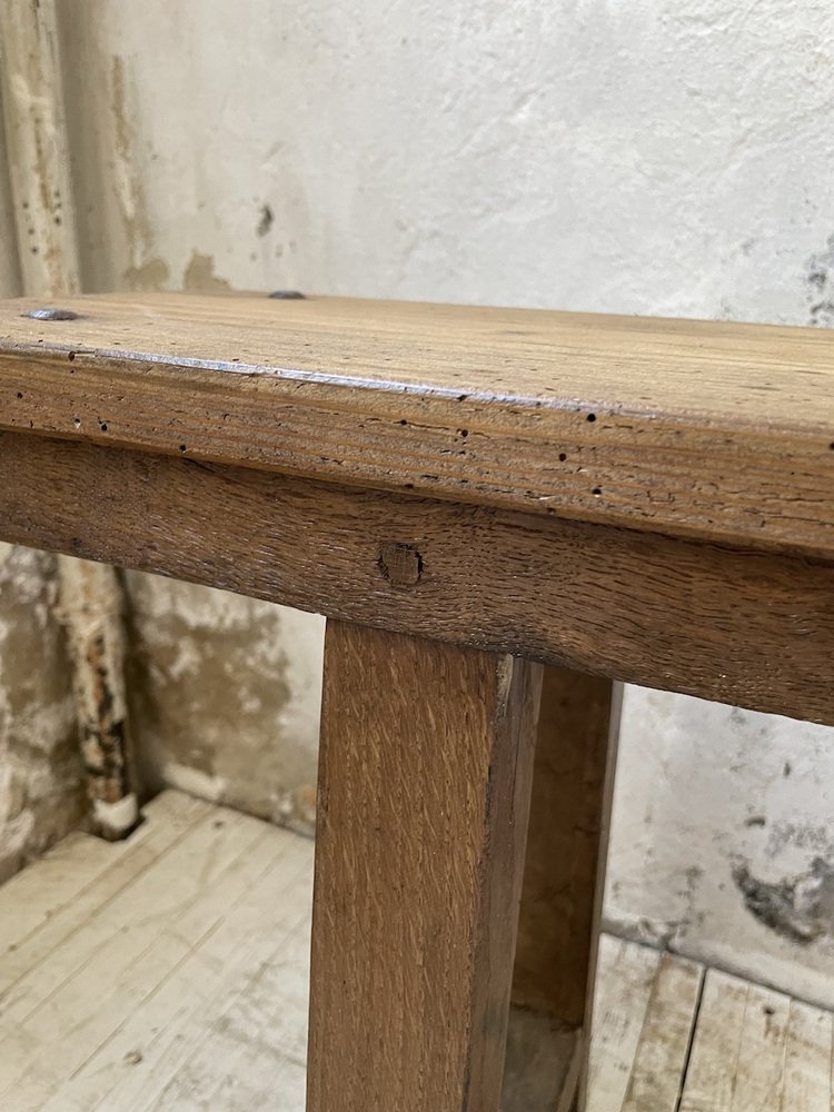 Petit Banc Brutaliste Quadripode En Chêne Massif