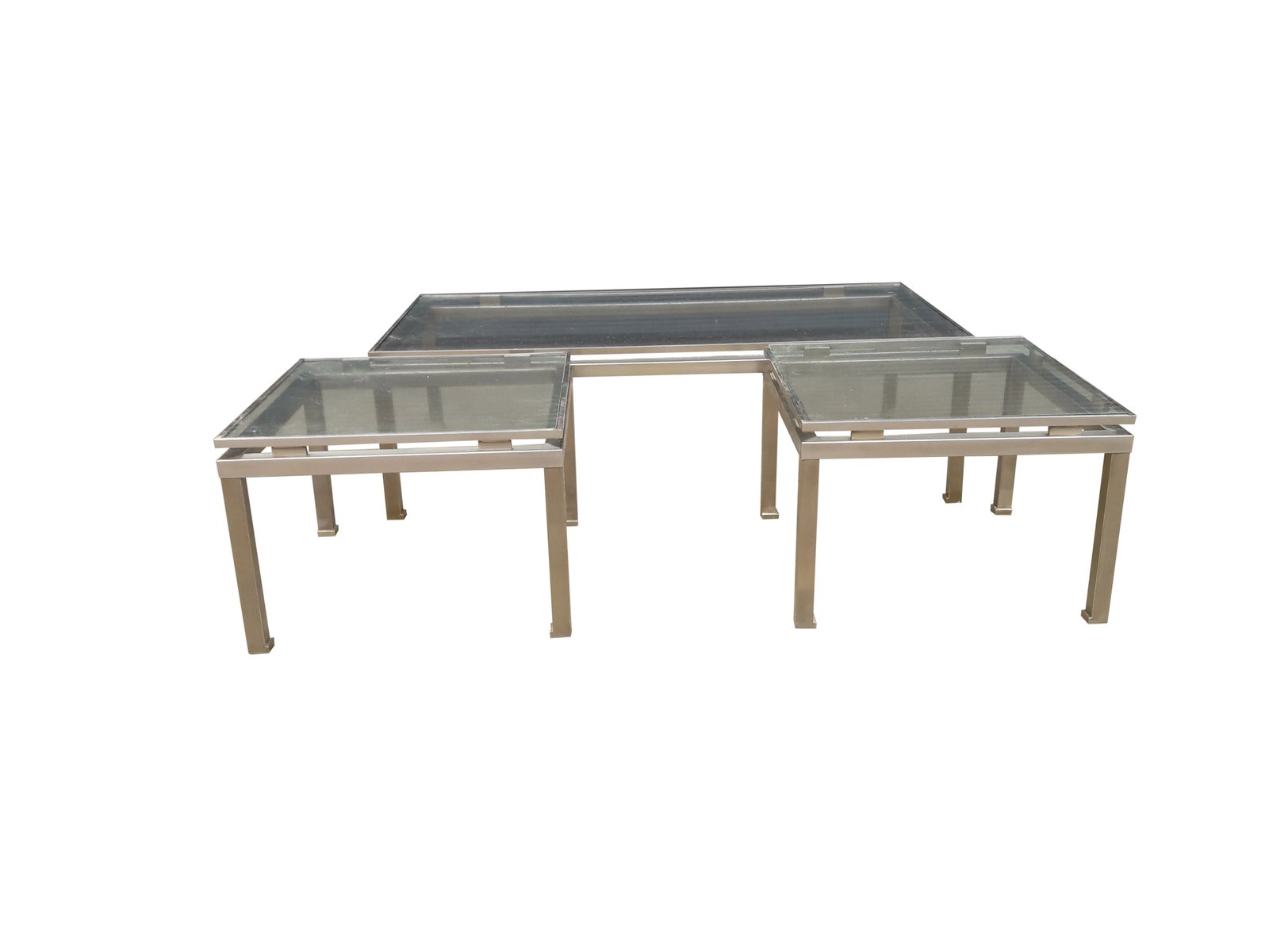 Modernist Brushed Steel Coffee Table by Guy Lefevre for ...