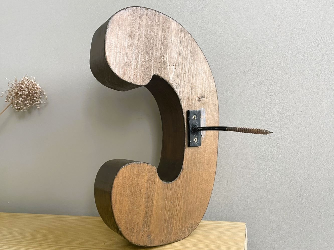 Large Portuguese Wood Block Signage Letter C, 1960s for sale at Pamono