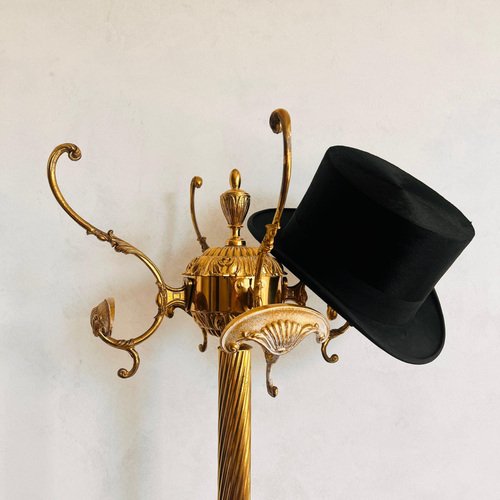 Vintage Hollywood Regency Brass Column Twisted Standing Coat Rack for ...