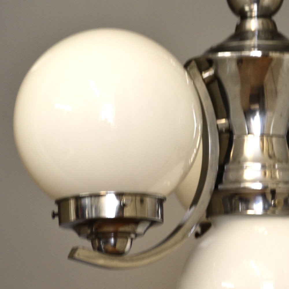 Lampadaire Boule Bauhaus Vintage Années 1930 - Métal Et Verre - Hauteur 65 Cm - Occasion En Excellent état
