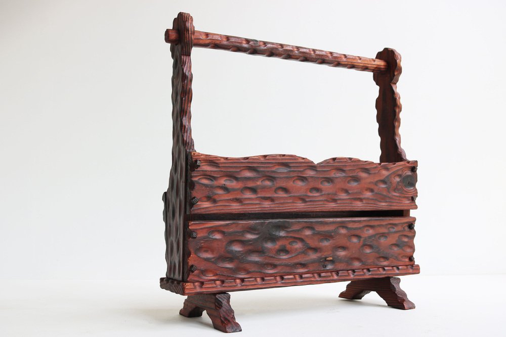 Spanish Brutalist Magazin Rack in Wrought Iron, 1960 for sale at Pamono