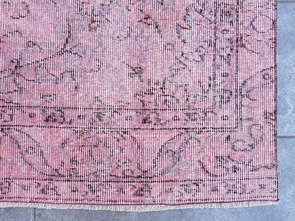 Turkish Tribal Pink Wool Rug, 1960 for sale at Pamono