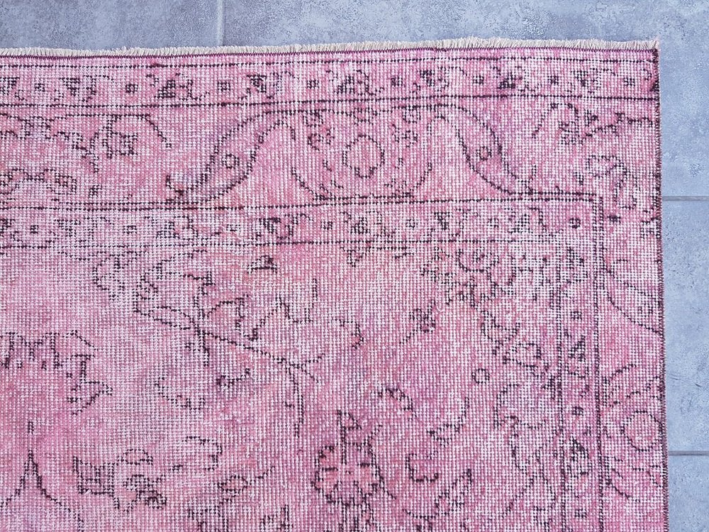 Turkish Tribal Pink Wool Rug, 1960 for sale at Pamono