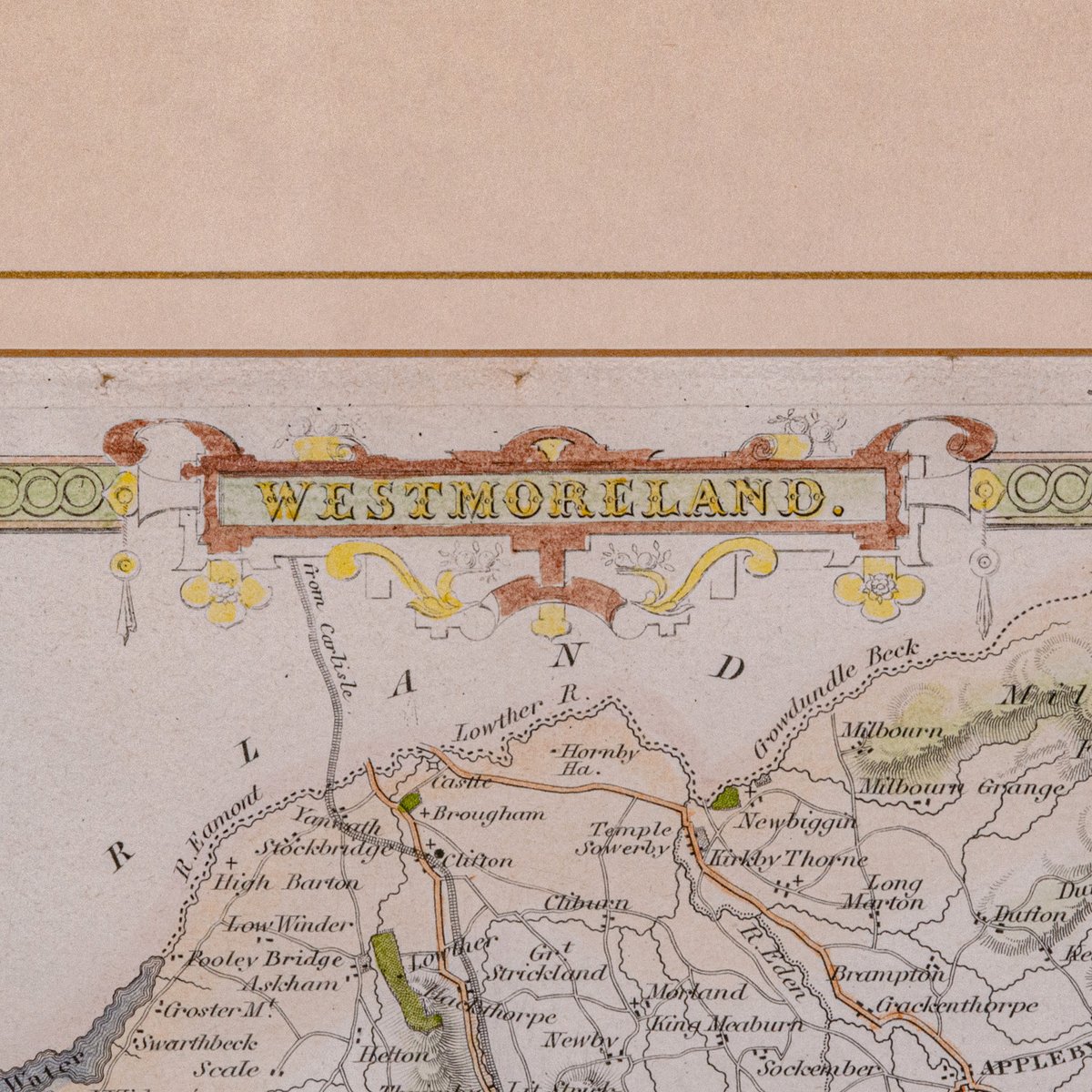 Victorian English Lithographic Map of Westmoreland for sale at Pamono