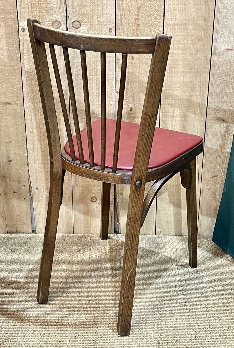 Baumann N°12 Bistro Chair in Beech and Skai Seat, 1960s for sale at Pamono