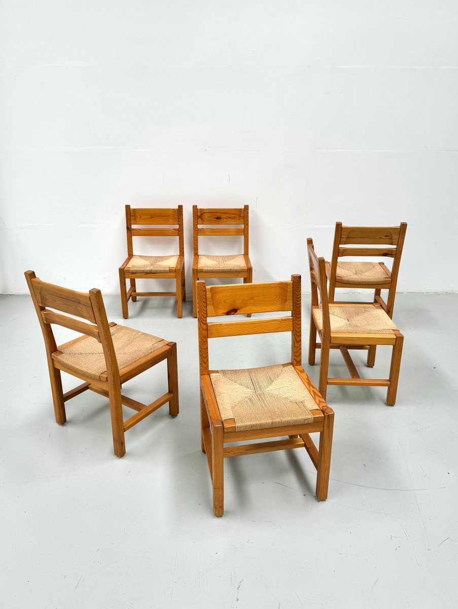 Vintage Danish Pine Chairs with Papercord by TP Design for Gm Møbler ...
