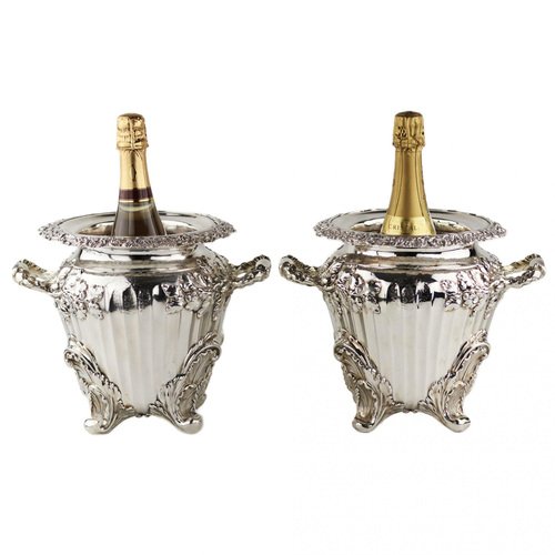 Large Embossed Silver Wine Coolers from Stephen Adams, England, 1804