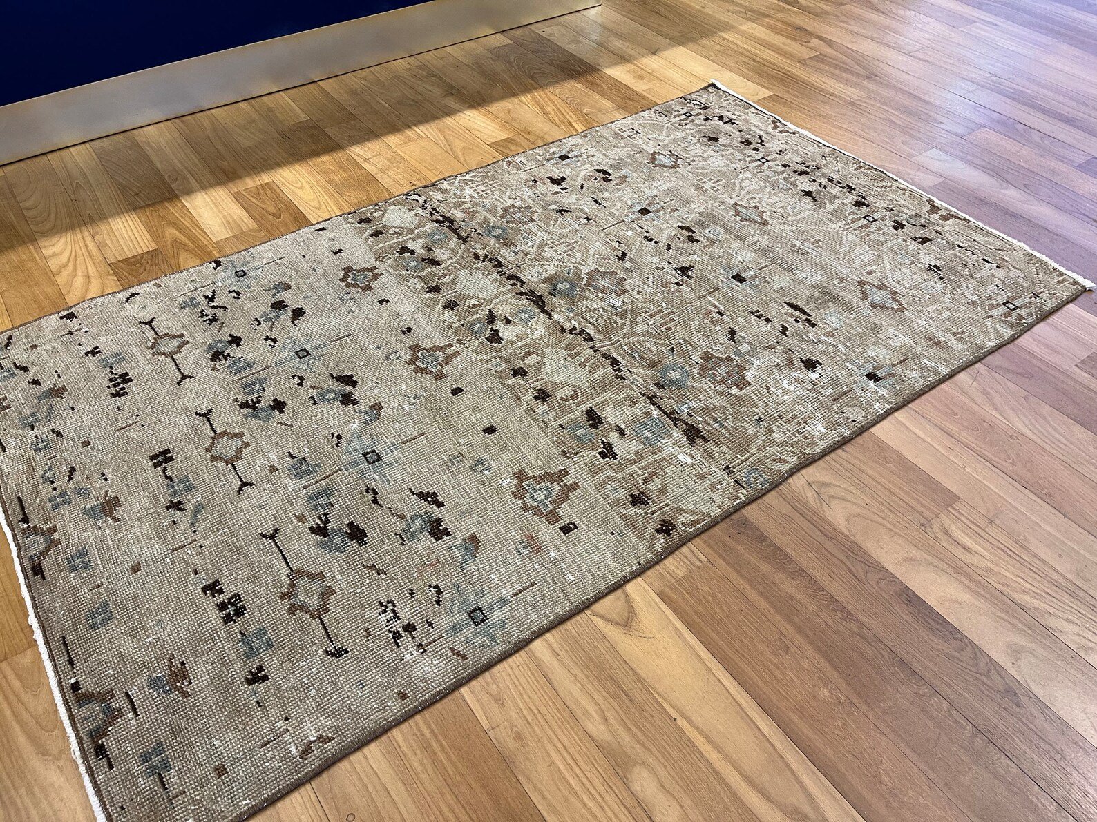 Handmade Aztec Muted Bohemian Rug, 1980s for sale at Pamono