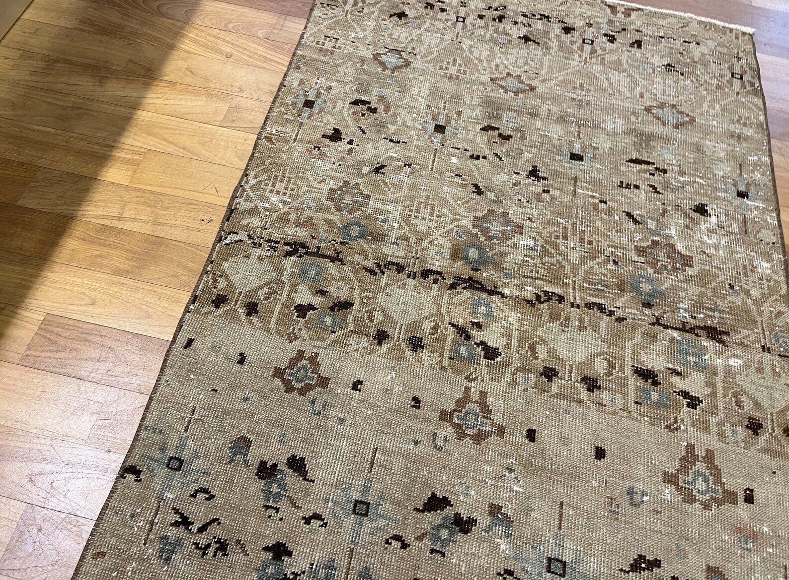 Handmade Aztec Muted Bohemian Rug, 1980s for sale at Pamono