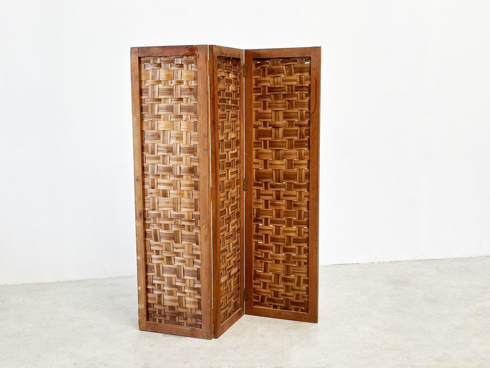 Wooden and Bamboo Room Divider, 1970s for sale at Pamono