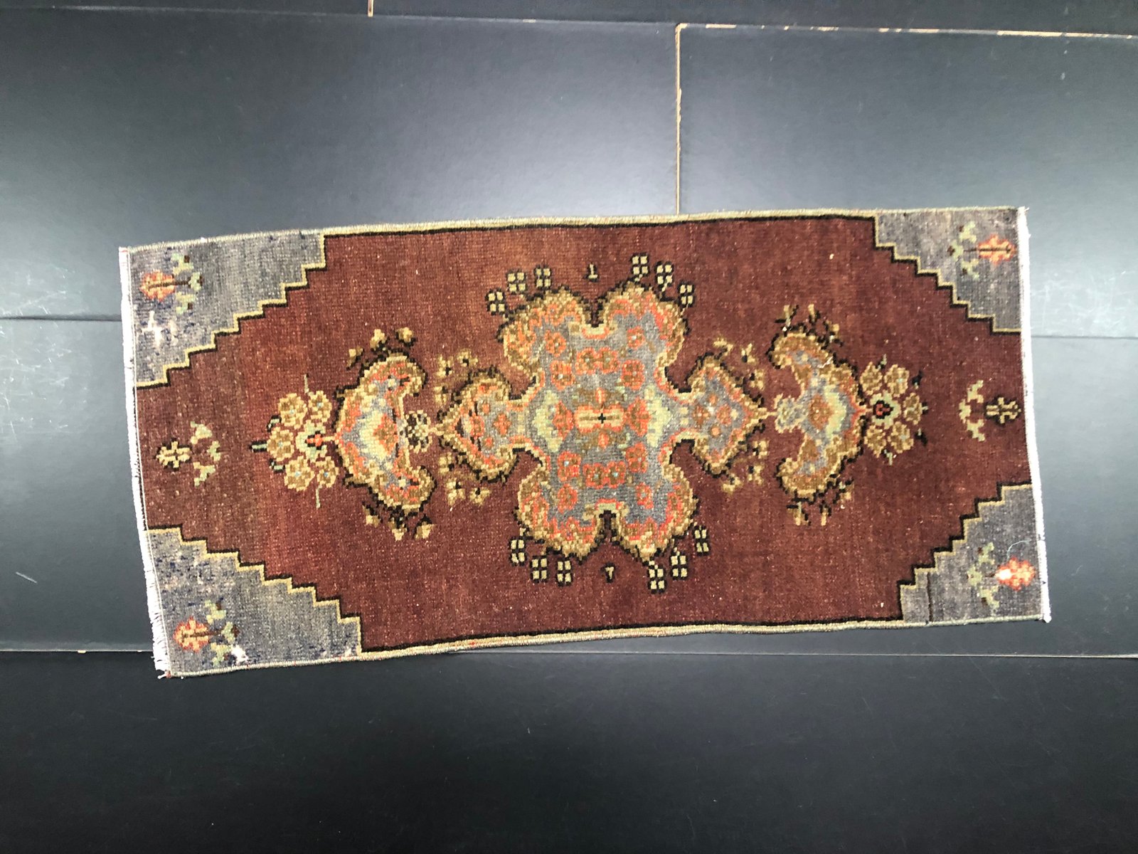 Small Turkish Handmade Brown Wool Rug, 1960s for sale at Pamono