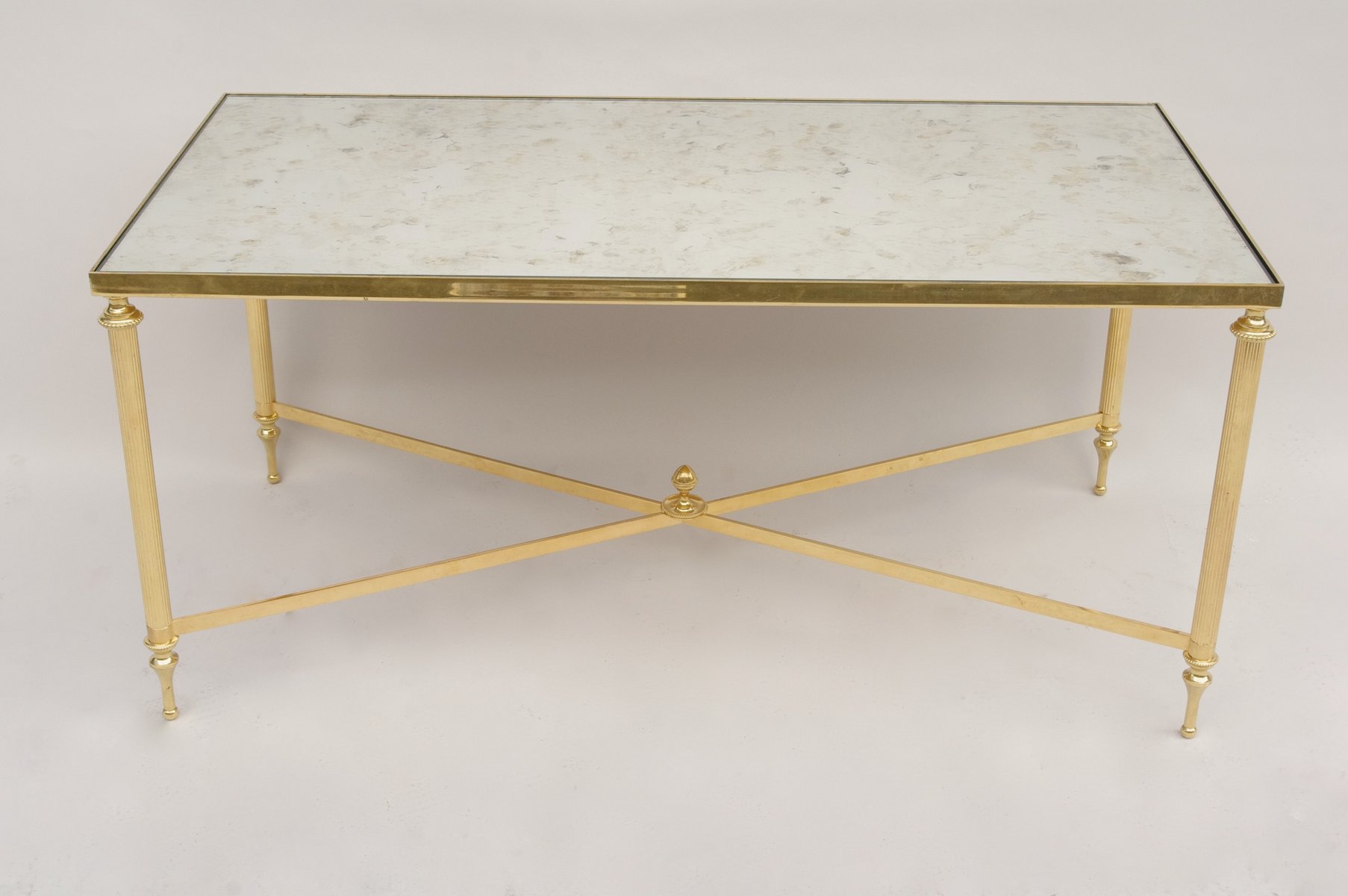 Esstisch Mit Eingelassener Weisser Marmorplatte Chrom Intarsien Von Maison Jansen 1950er Bei Pamono Kaufen