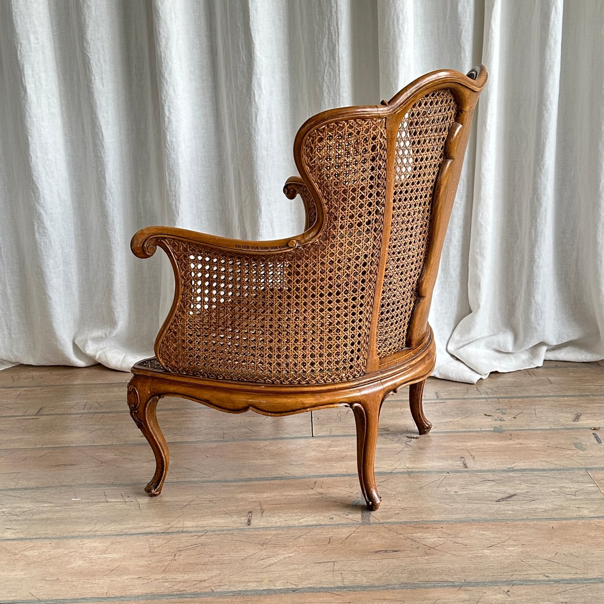 Vintage French Rattan Armchair, 1960s for sale at Pamono