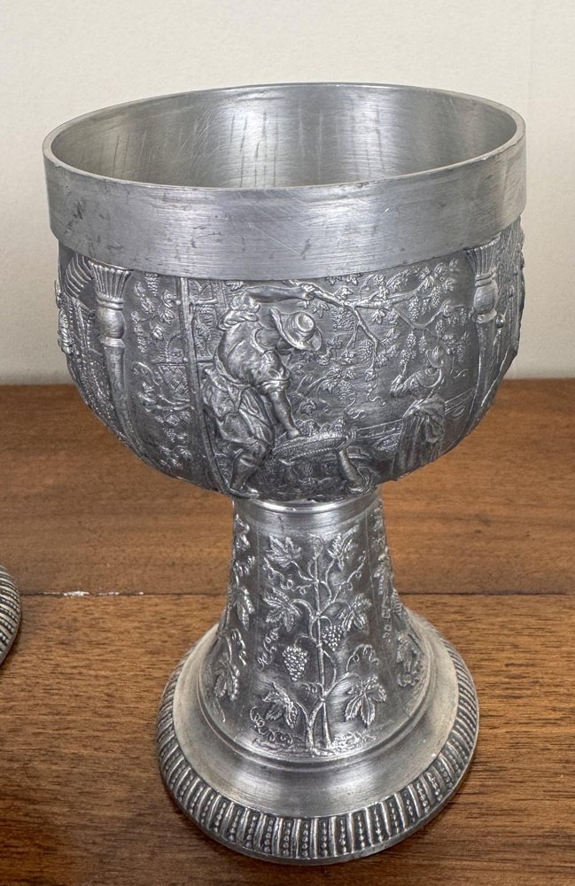 I LUV LTD Zinn-Weinglas Im Georgianischen Tulpenstil – Handmade In England, 16 Cm Hoch, Bleifrei