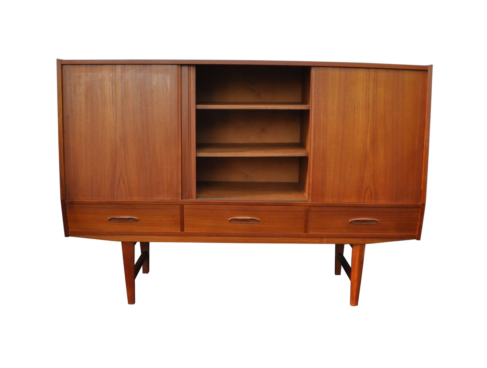 Danish Teak Highboard With Sliding Doors 1960s For At Pamono Per Piece