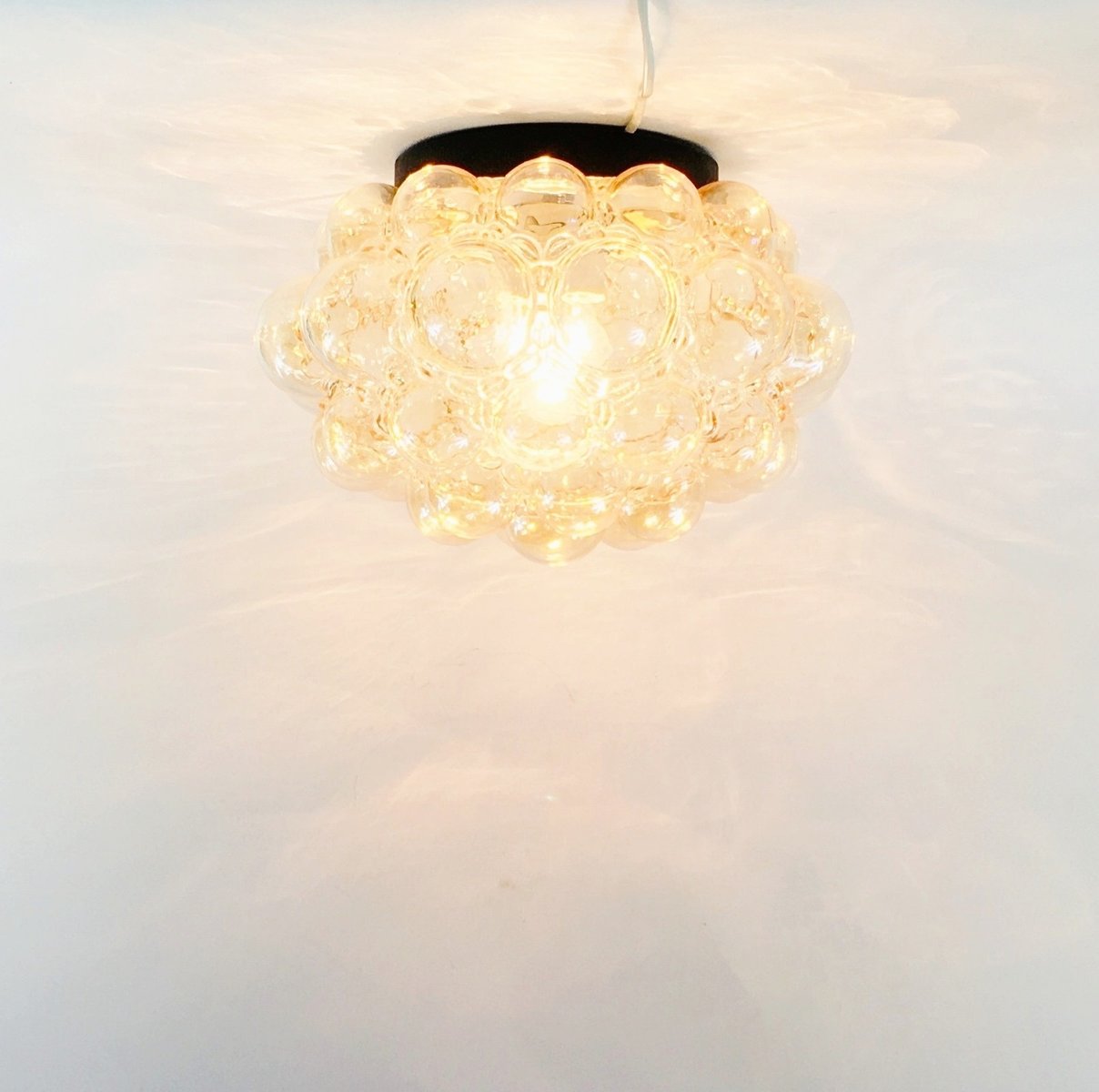 Plafonnier Vintage En Verre Bullé Style Massif - Design Type Helena Tynell - Occasion En état De Fonctionnement