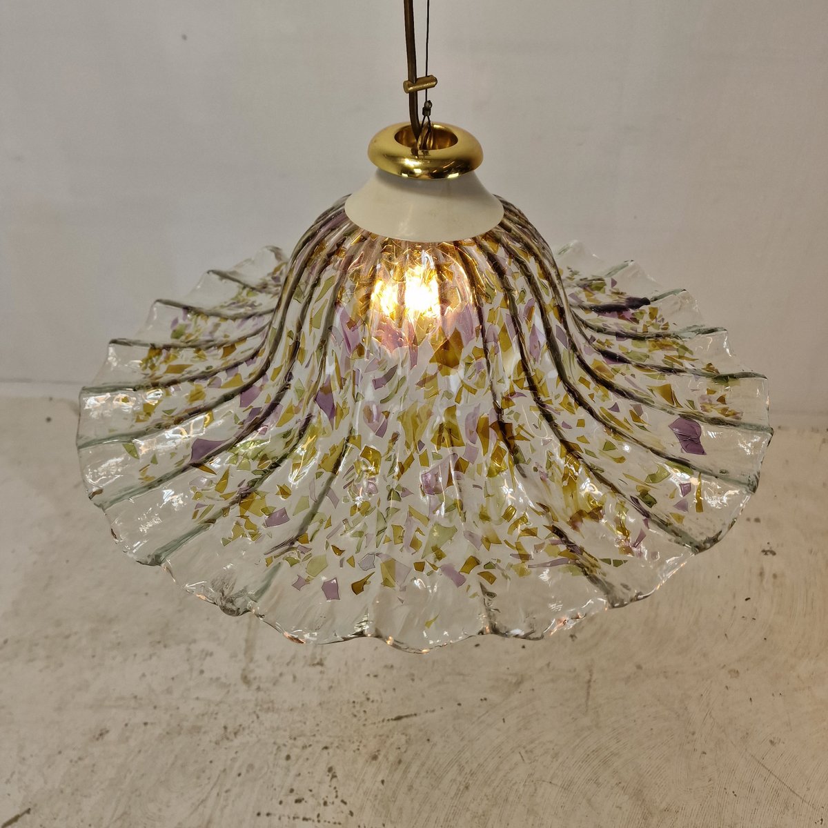 Lustre Vintage En Verre Soufflé Murano – La Murrina Italie – Années 80 – Diamètre 50 Cm – Occasion