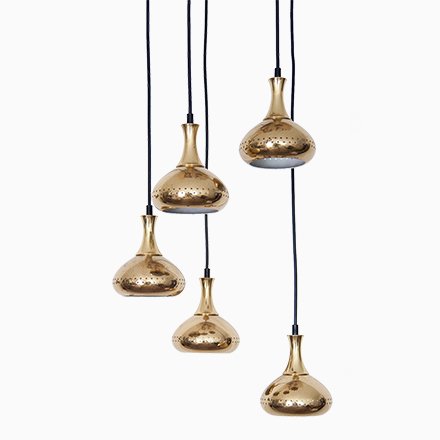 Brass Pendant Lamps With Ceiling Roses By Hans Agne Jakobsson For