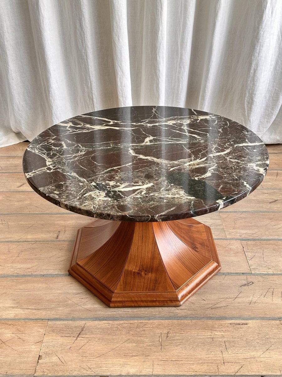 Chocolate Dark Brown Marble Top Coffee Table by Paolo Buffa, 1950s for ...