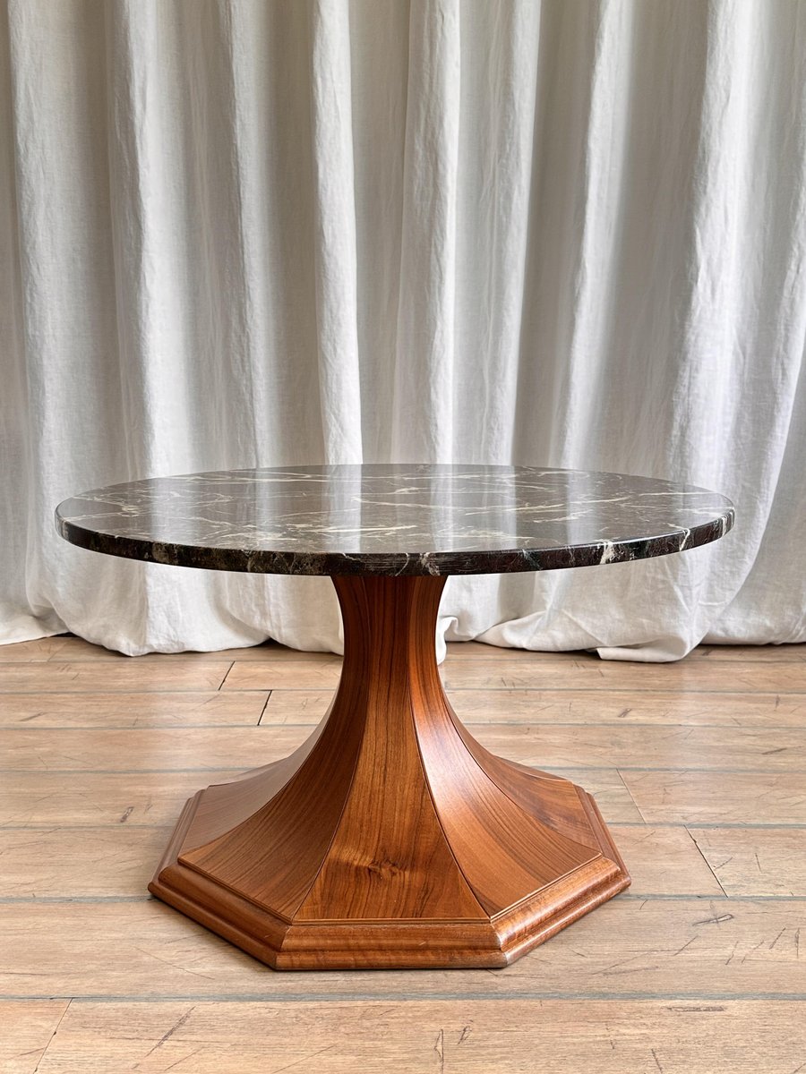 Chocolate Dark Brown Marble Top Coffee Table by Paolo Buffa, 1950s for ...