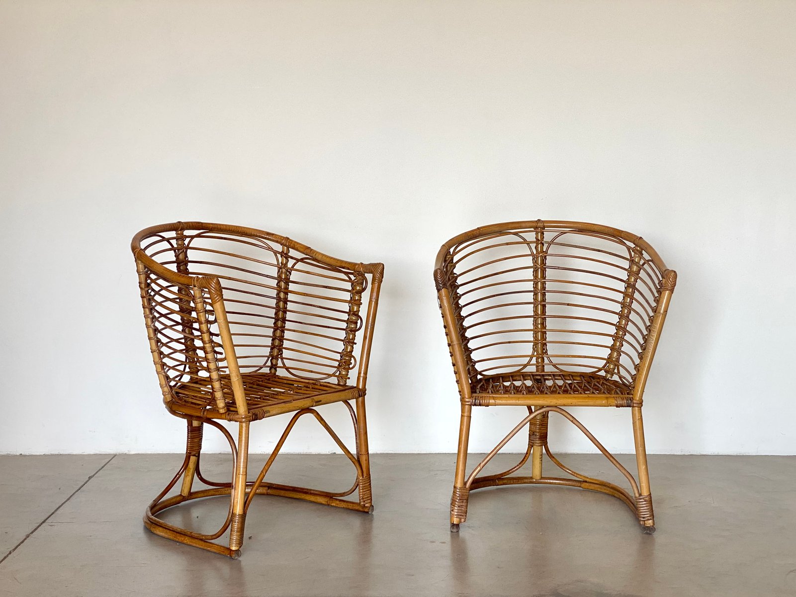 Vintage Stühle aus Bambus, 1970er, 2er Set bei Pamono kaufen