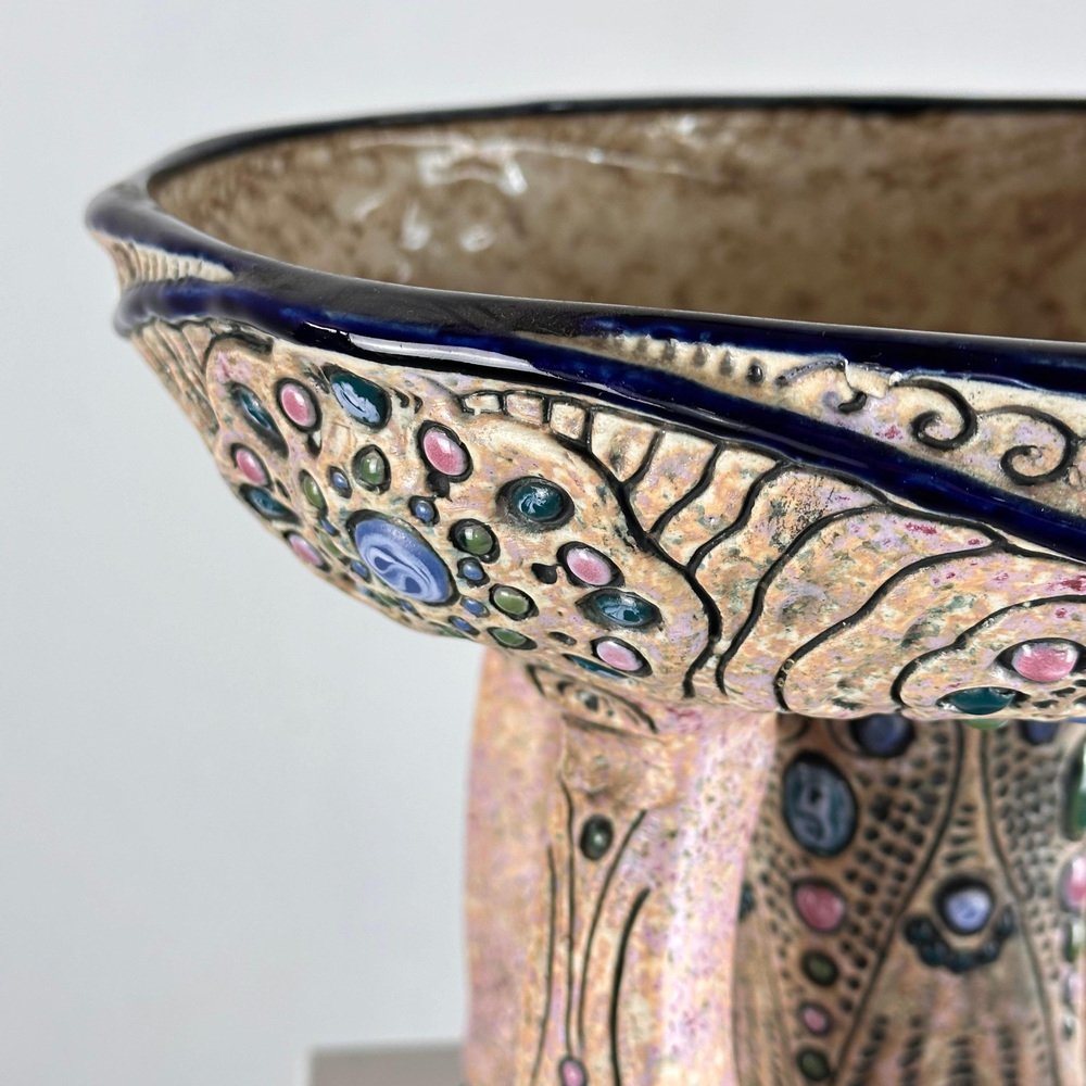 Ceramic Riser Hand-Painted Ceramic Amphora Czech Riser with Precious Gem Accents ...