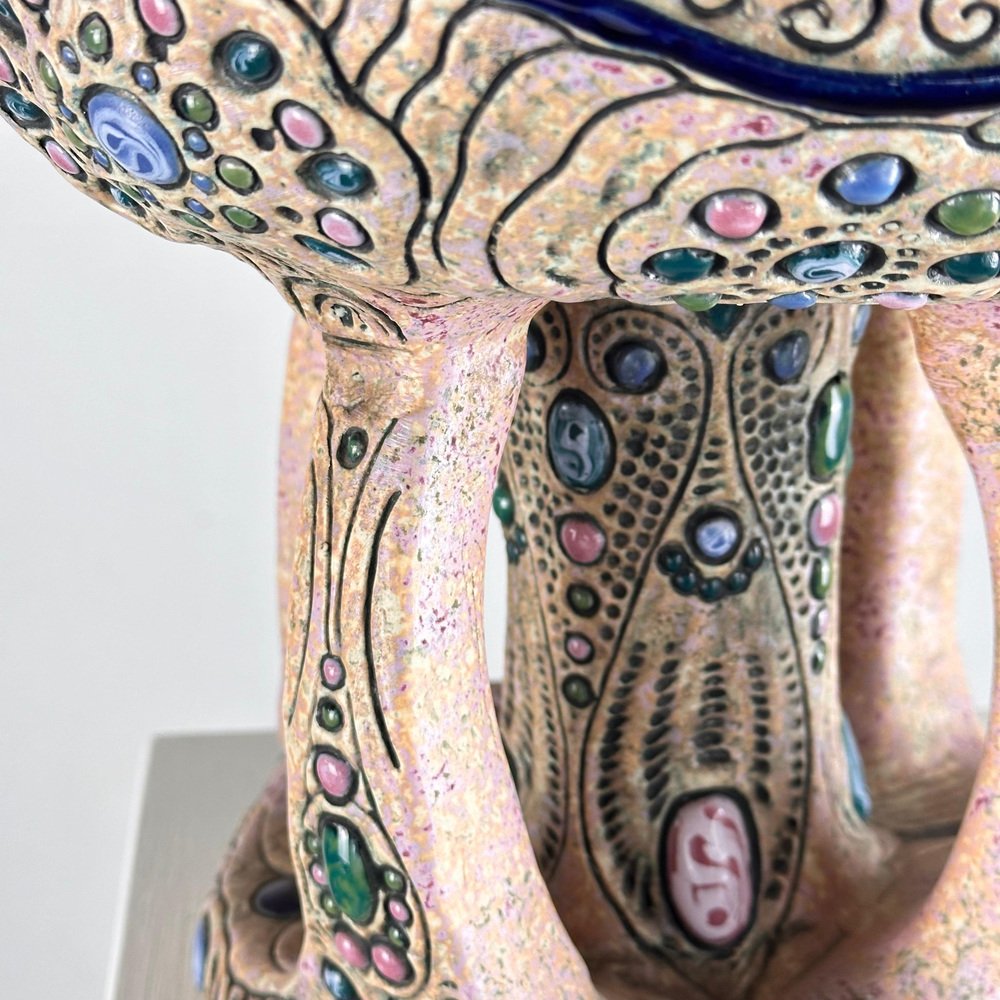 Ceramic Riser Hand-Painted Ceramic Amphora Czech Riser with Precious Gem Accents ...