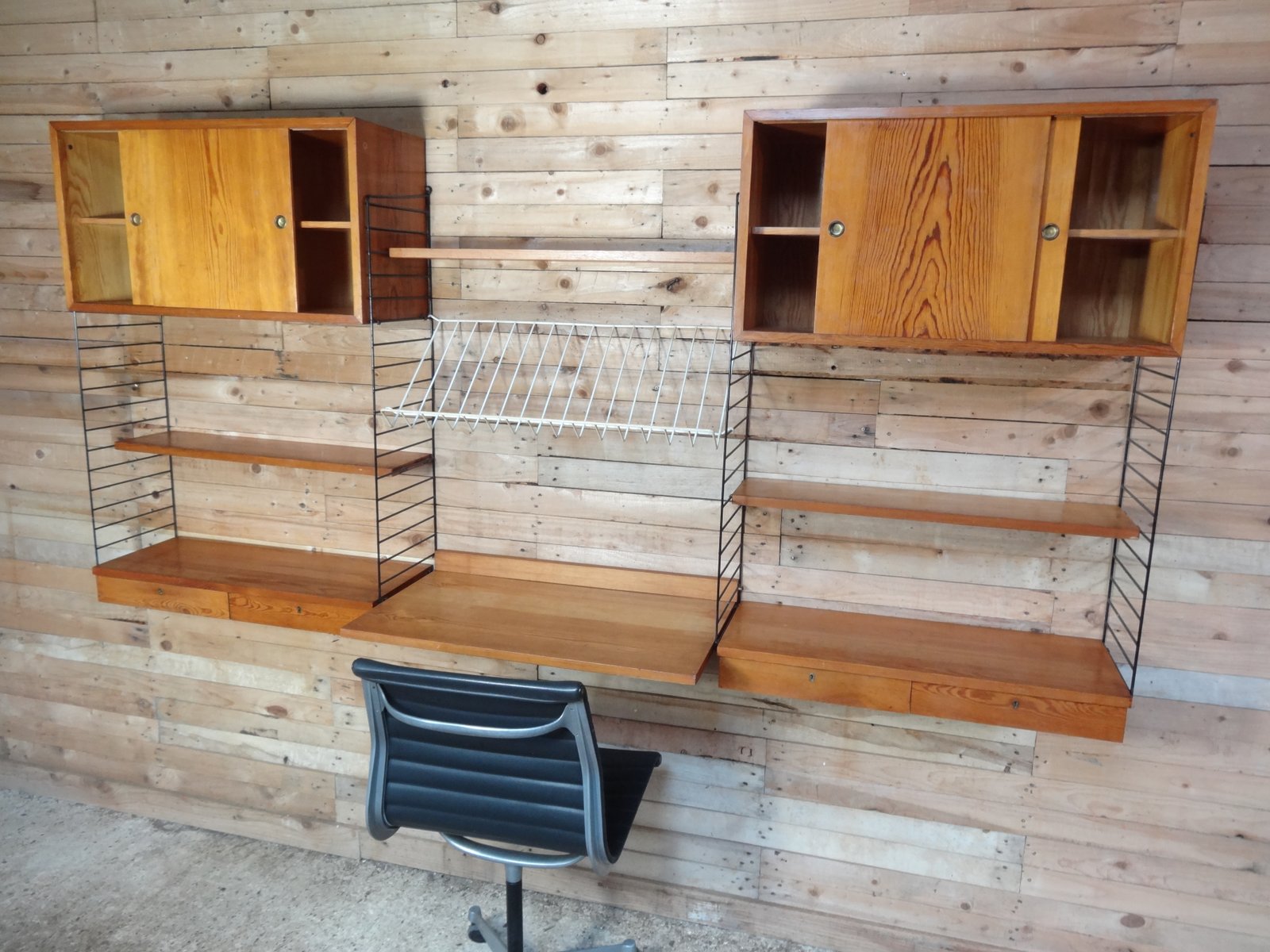 Large Wall Shelving Unit With Desk By Nisse Strinning For String 1950s