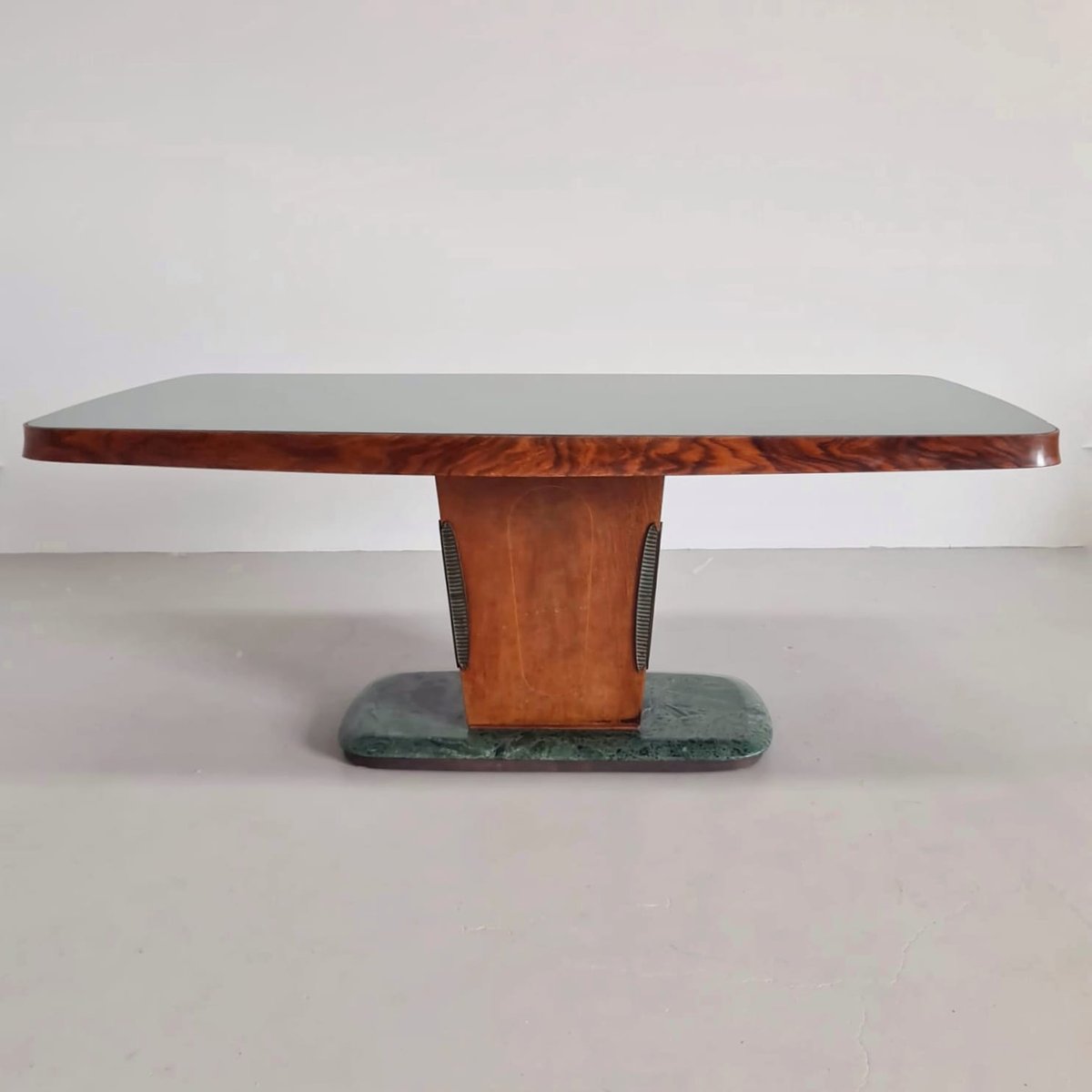 Vintage Art Deco Dining Table with Glass Top and Marble Base, 1950s for sale at Pamono