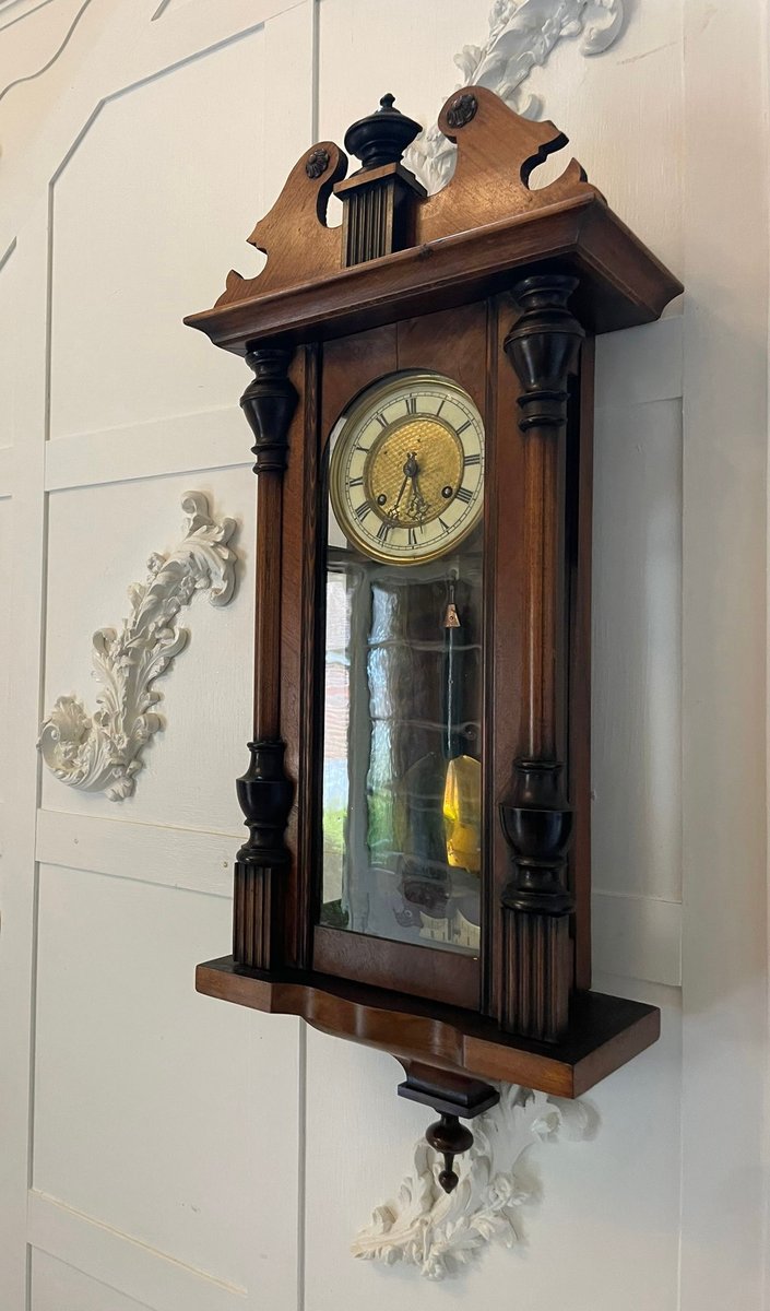 Antique Victorian Walnut Vienna Wall Clock, 1860 for sale at Pamono