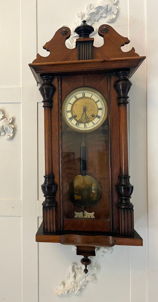 Antique Victorian Walnut Vienna Wall Clock, 1860 for sale at Pamono