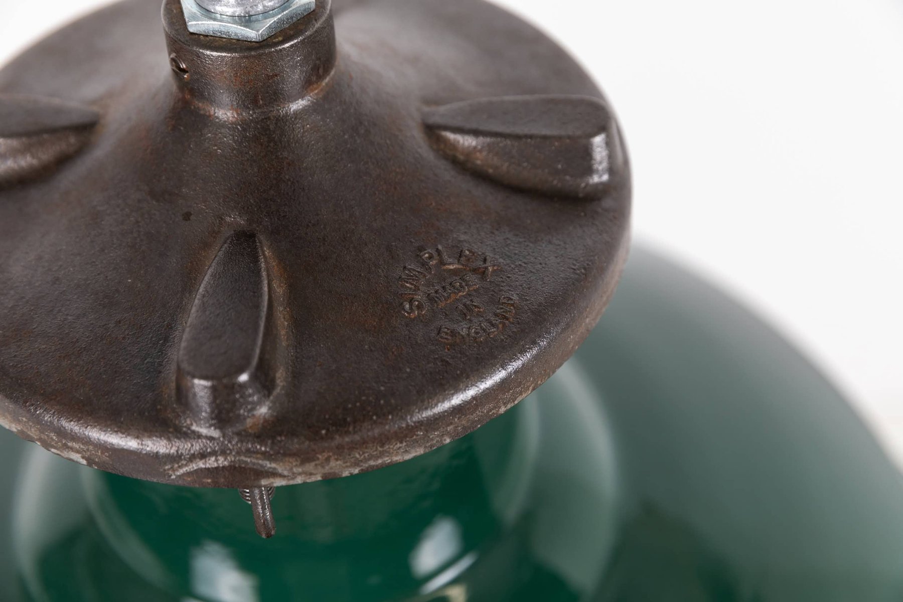 Large Industrial Green Simplex Enamel Pendant Light for sale at Pamono