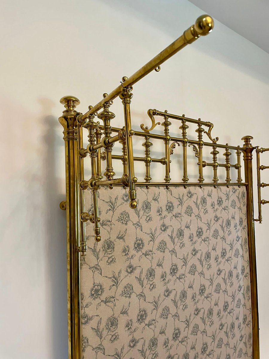 Victorian Gilded Brass Half Tester Double Bed, 1860s for sale at Pamono