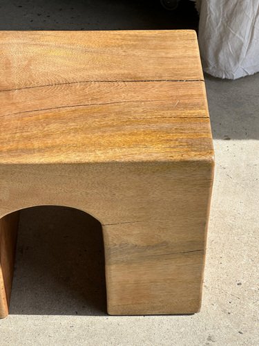 Natural Wood Color Bench in Solid Monoxyl Wood with Carved 3 Arch Base ...