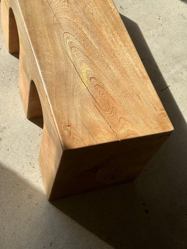 Natural Wood Color Bench in Solid Monoxyl Wood with Carved 3 Arch Base ...
