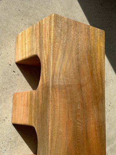 Natural Wood Color Bench in Solid Monoxyl Wood with Carved 3 Arch Base ...