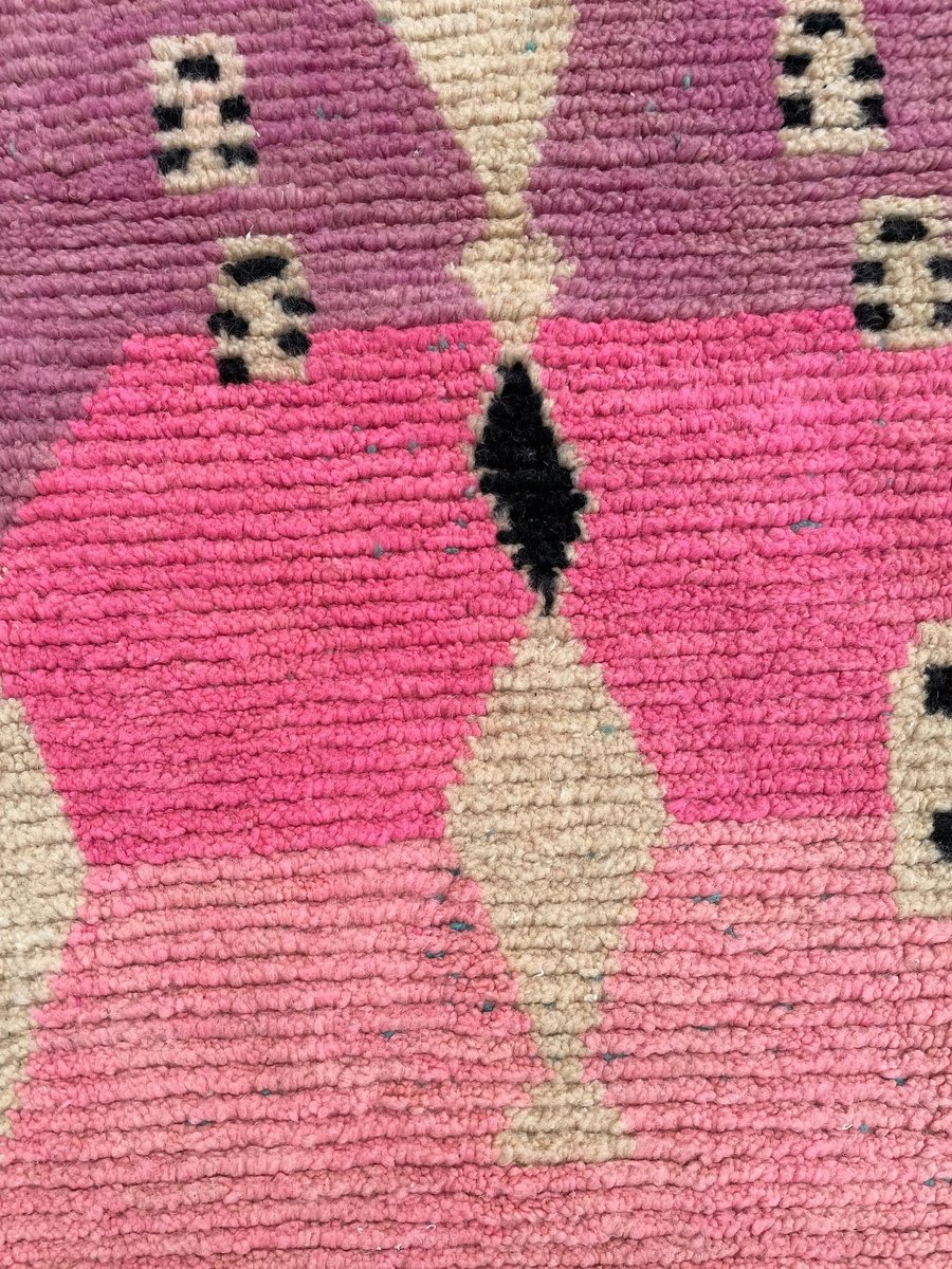Tapis Marocain Berbère Main 6.5x9.5 Ft (environ 200x290 Cm) - Laine De Mouton, Rose, Style Boho Moderne