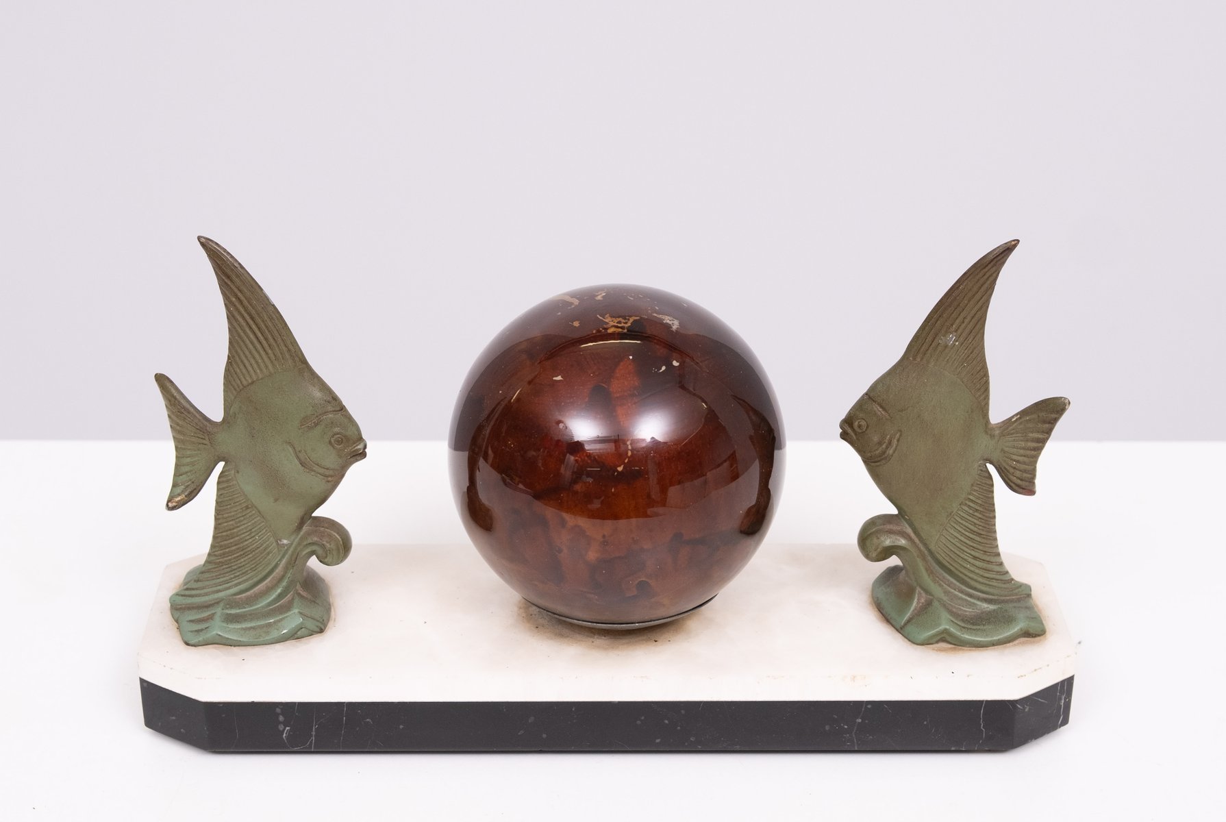 Poisson en céramique craquelée art déco vers 1930, Le Jan
