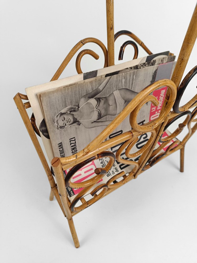 Mid-Century French Riviera Style Bamboo and Cane Magazine Rack, 1960s ...