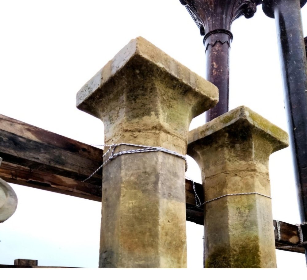 Octagonal Section Limestone Columns, 1800s, Set of 2 for sale at Pamono