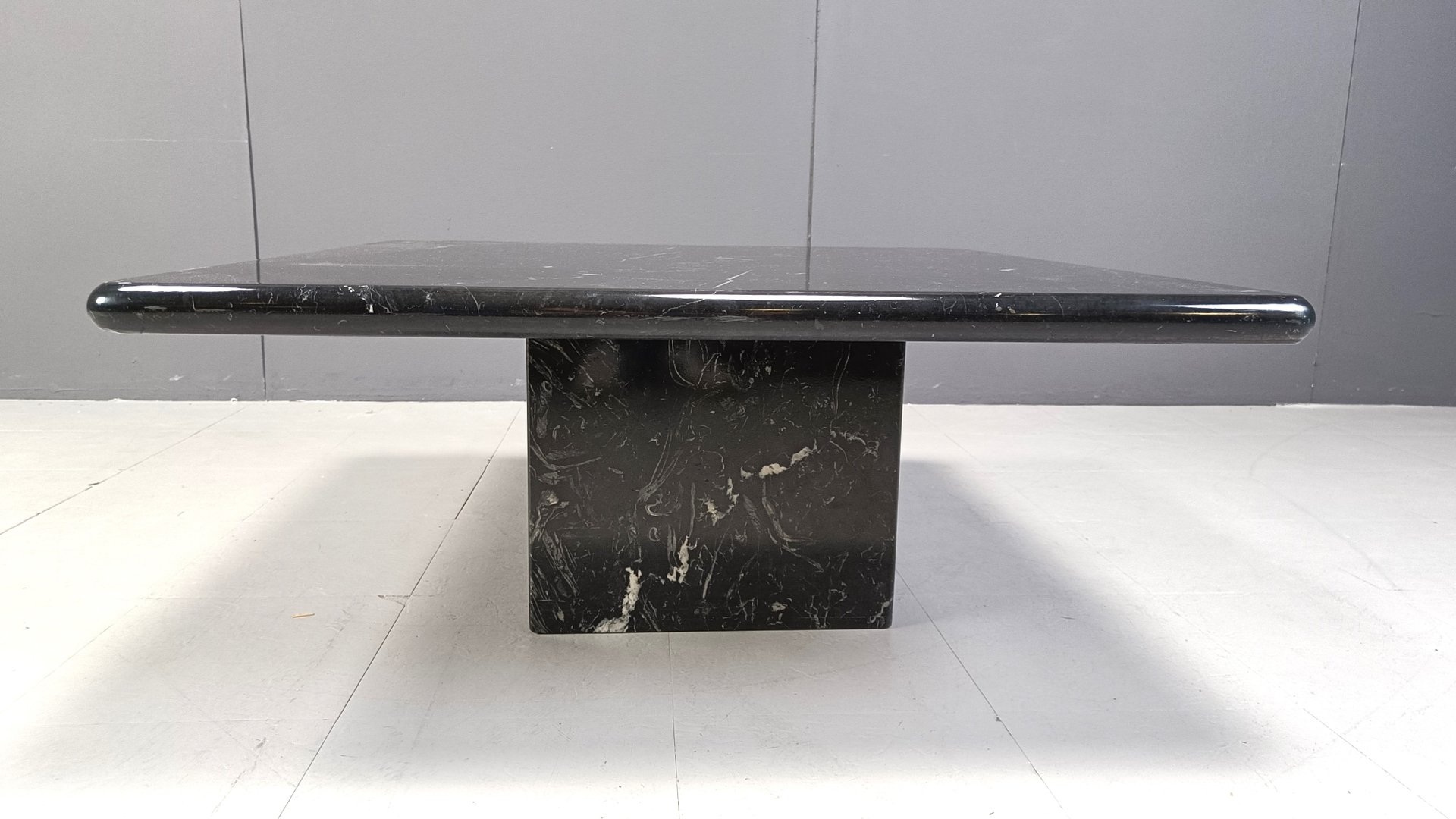 Vintage Square Black Marble Coffee Table, 1970s for sale at Pamono