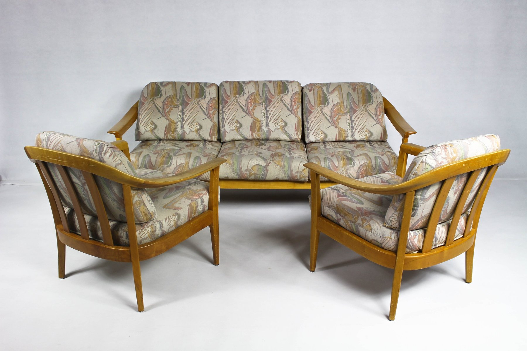 Deutsches Vintage Wohnzimmer Set aus Kirschholz von Wilhelm Knoll ... Deutsches Vintage Wohnzimmer Set aus Kirschholz von Wilhelm Knoll ...