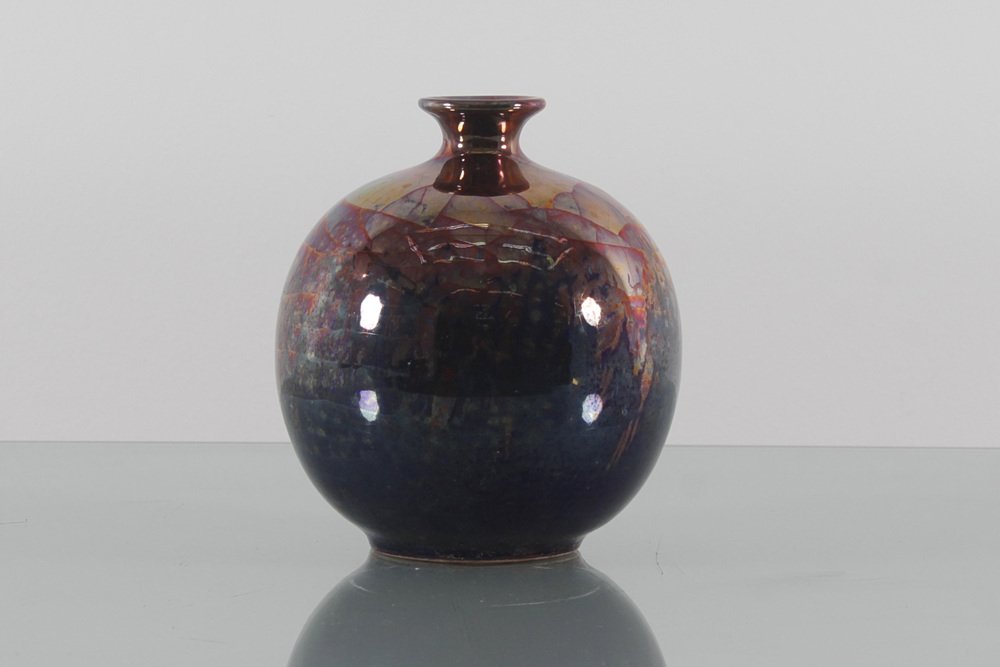 Hand-Painted Polychrome Ceramic Vase, 1980s for sale at Pamono