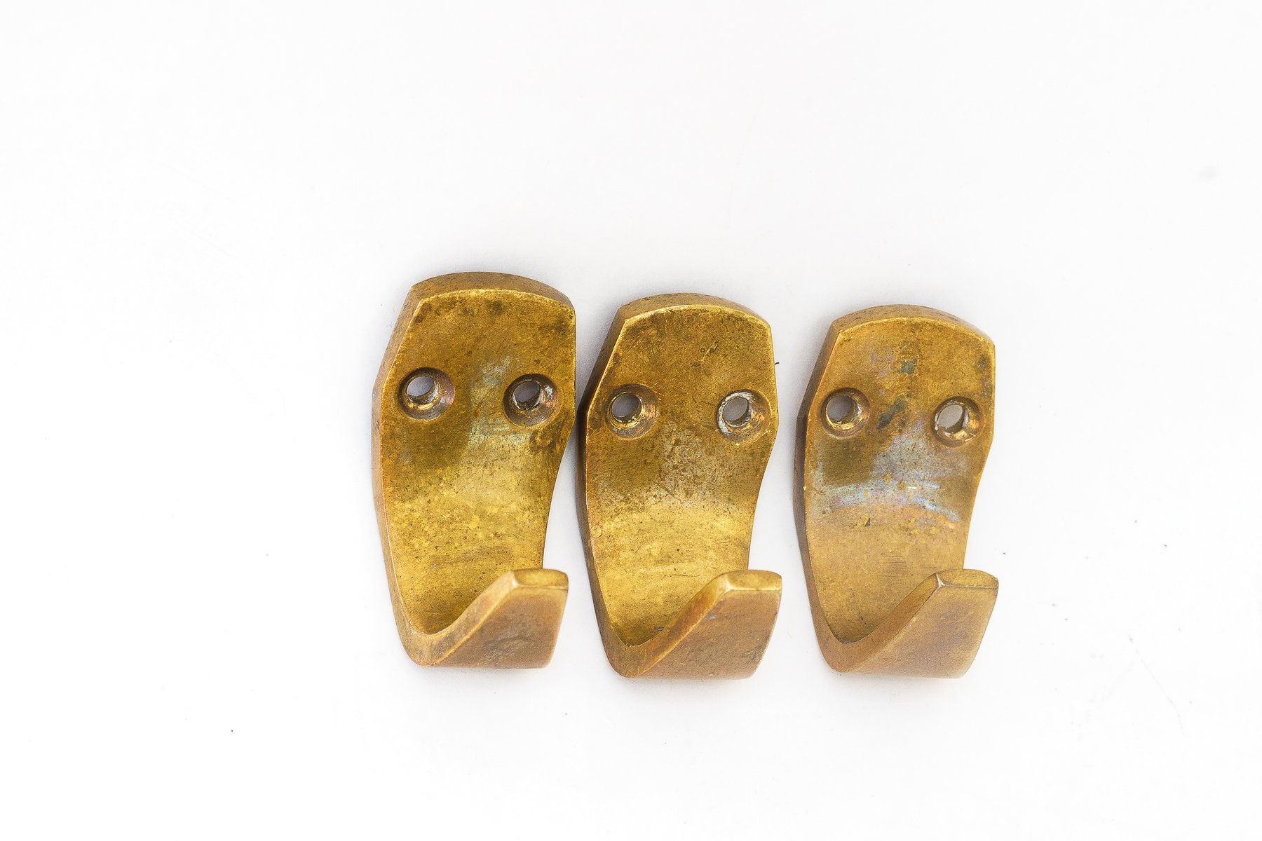 Small vintage brass hooks 1950s set of 3 for sale at pamono