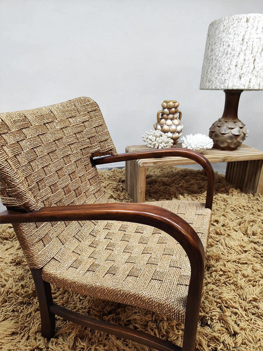 Vintage Rope Wicker Chair, 1940s for sale at Pamono